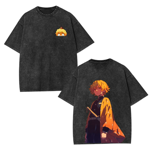 ZENITSU Demon Slayer Camiseta Oversize Vintage