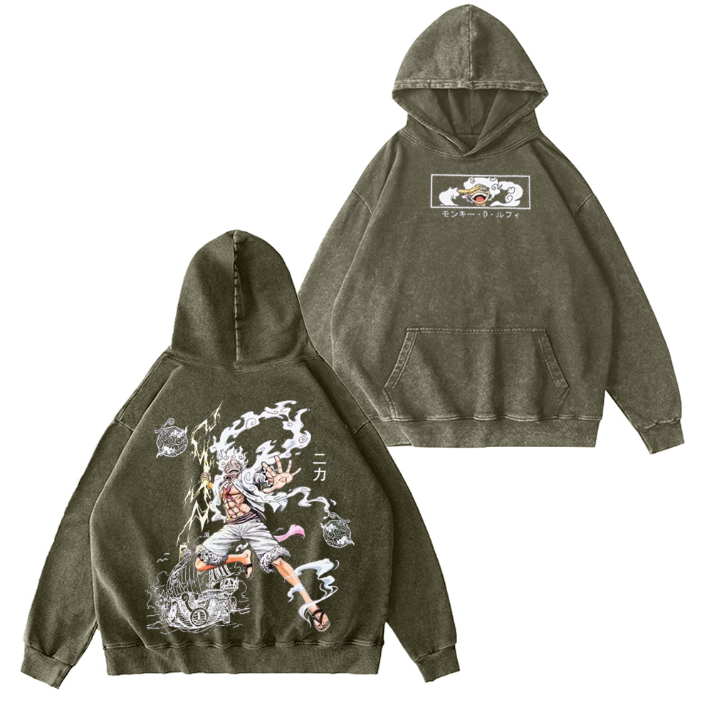 Sudadera con capucha lavada vintage El camino al Rey Pirata comienza aquí
