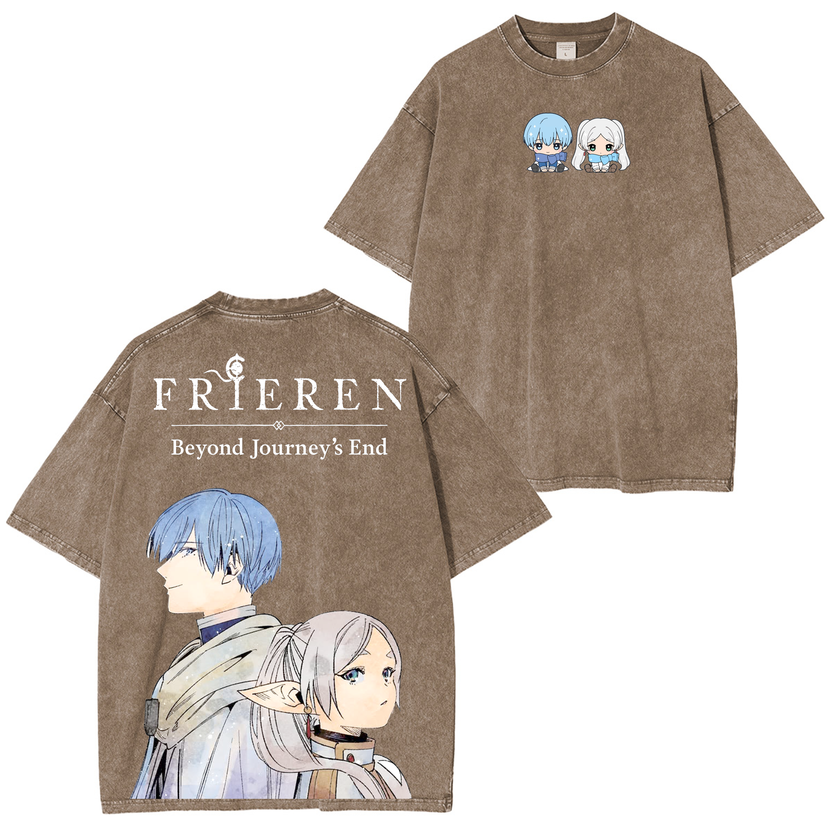 Frieren Anime T-shirt/Col ras du cou/Sweat à capuche délavé