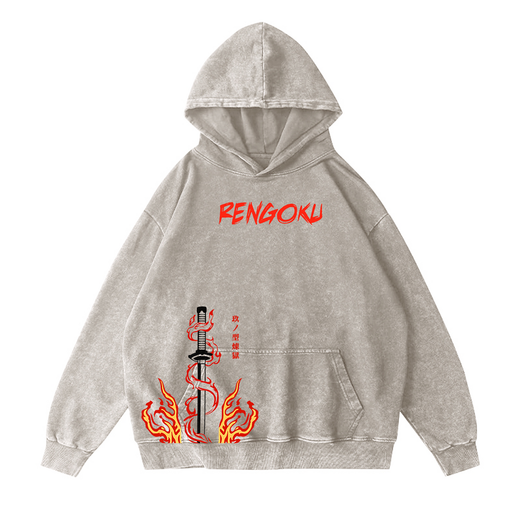 Camiseta lavada unisex de Rengoku Demon Slayer Anime