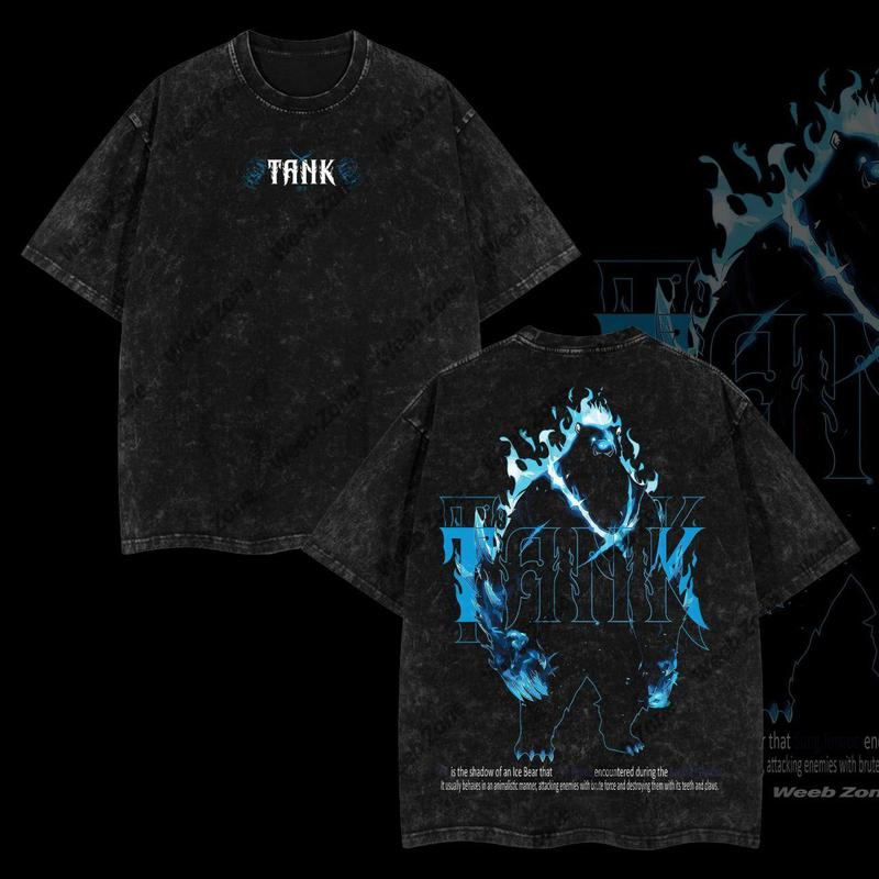 Sung Jin-Woo Solo Leveling Anime Double Printed Oversize Lightweight Acid Washed Tee-Limited Edition