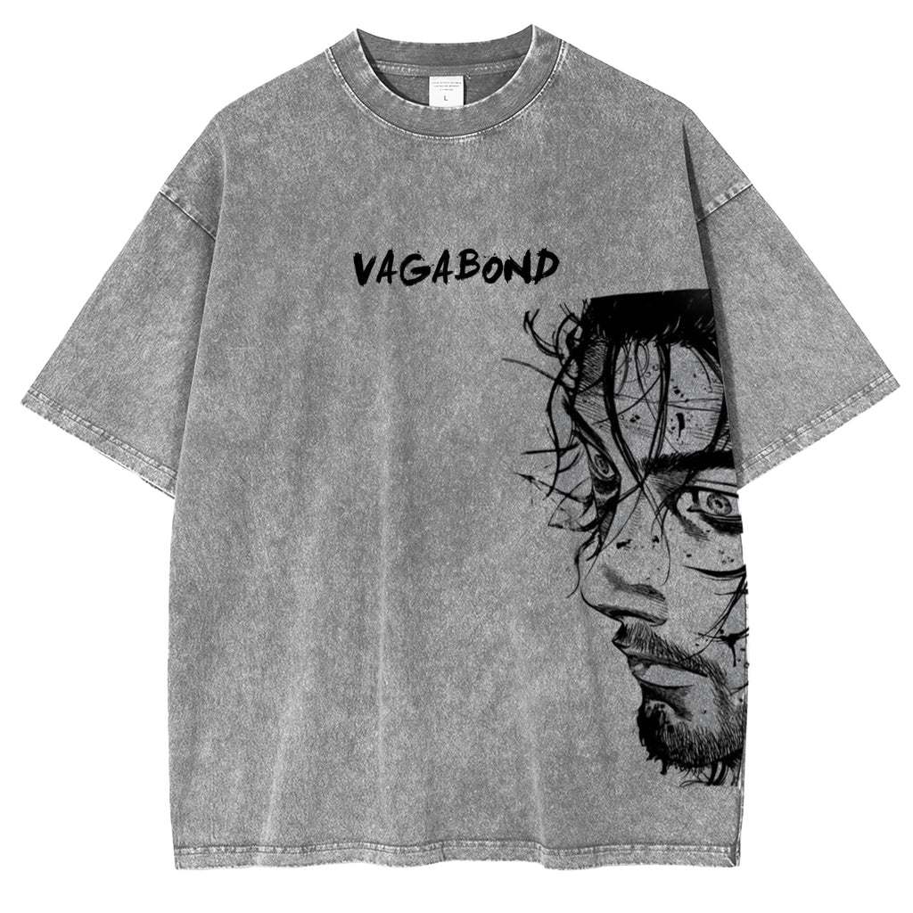 Camiseta Oversize Lavada "Vagabond Musashi Miyamoto Black"