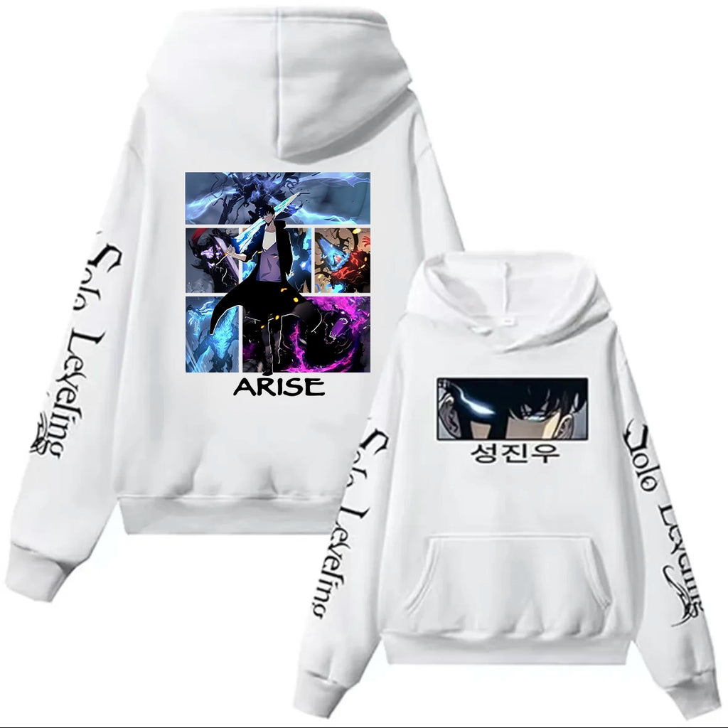 Sweat à capuche unisexe surdimensionné imprimé Solo Leveling