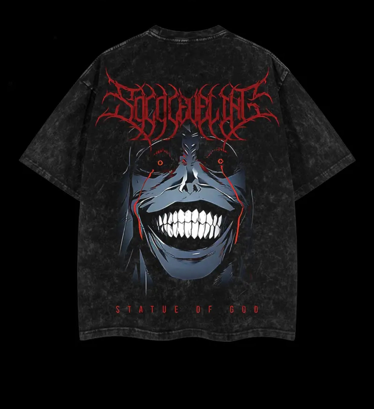 T-shirt unisexe délavé imprimé statue de dieu