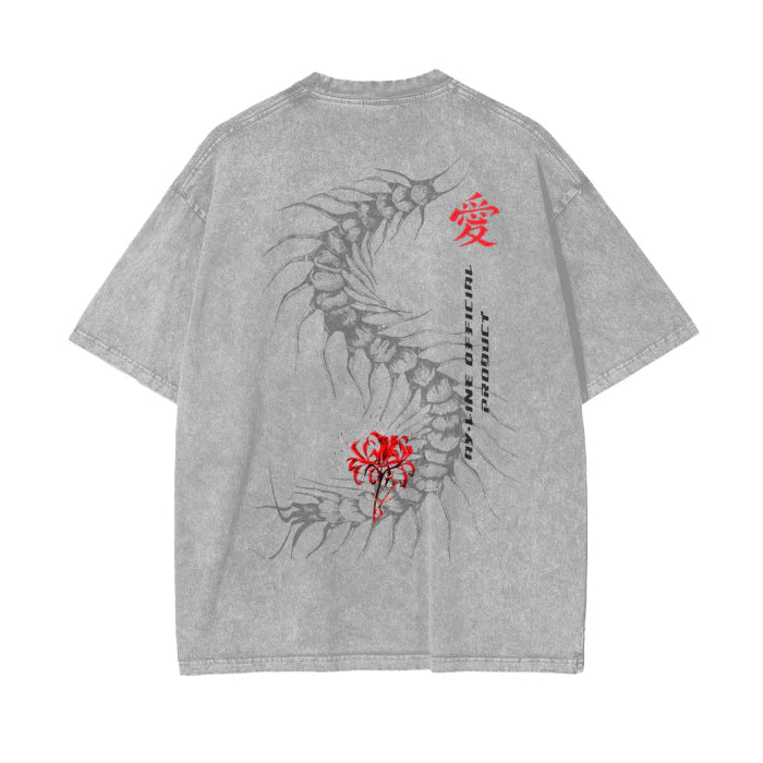 Camiseta extragrande con efecto lavado ácido y diseño de Tokyo Ghoul (Anime)