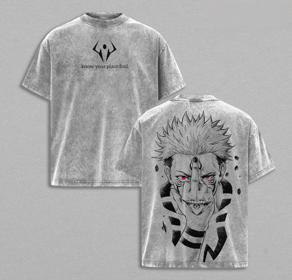 Jujutsu Kaisen: Camiseta/Sudadera/Sudadera con capucha Ryomen Sukuna estilo vintage desgastado