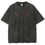 Camiseta Unisex Lavada con Estampado de Colmillo