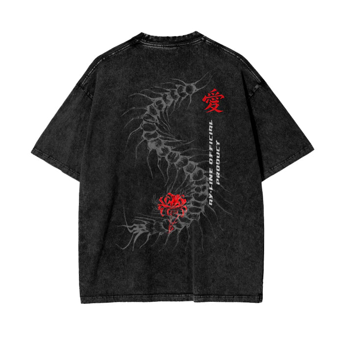 Camiseta extragrande con efecto lavado ácido y diseño de Tokyo Ghoul (Anime)