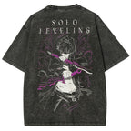 Camiseta unisex lavada estampada de Solo Leveling