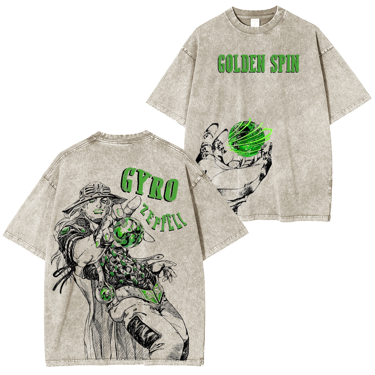 T-shirt, col ras du cou ou sweat à capuche lavé JoJo Gyro Zeppeli