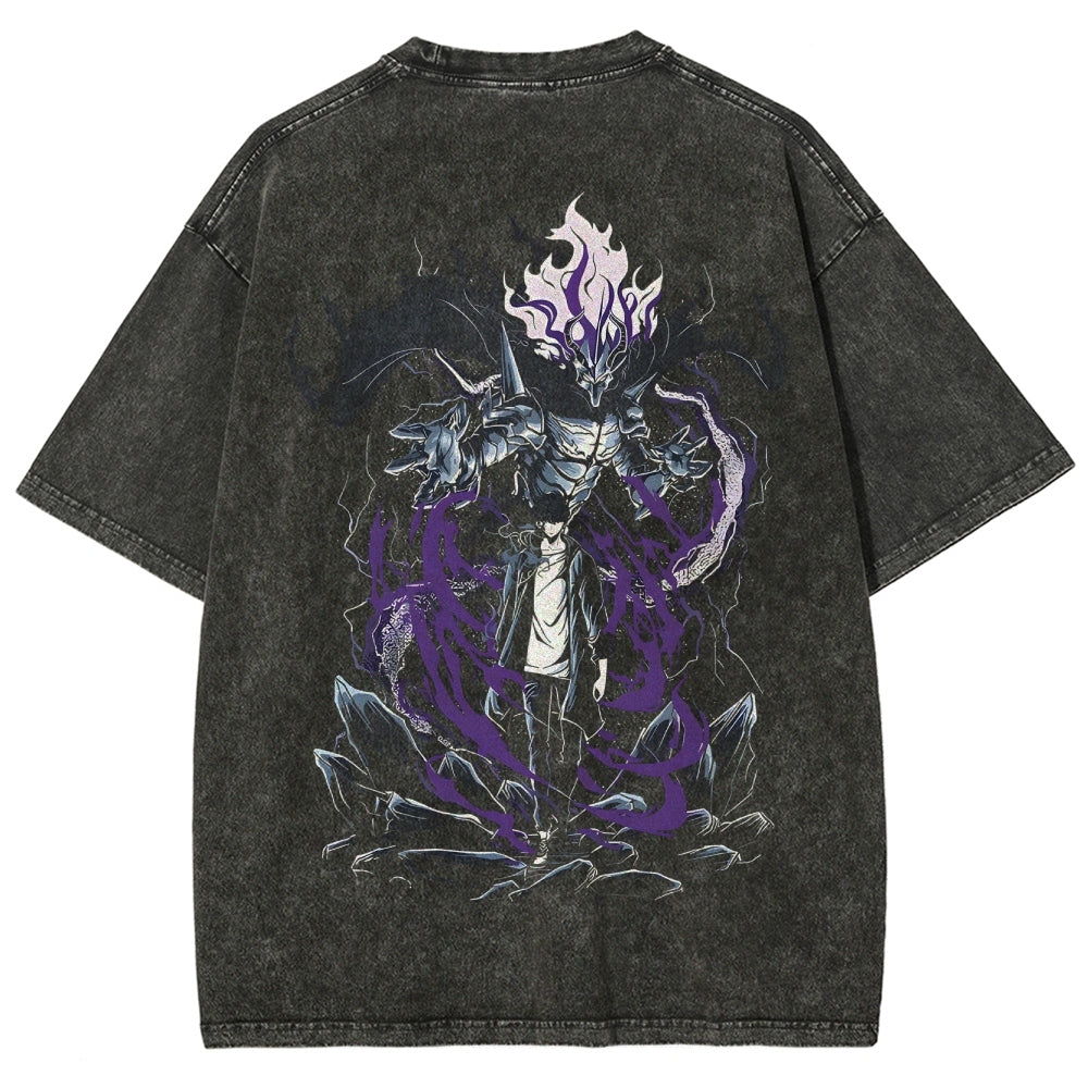 Camiseta unisex estampada de Solo Leveling Sung Jin Woo lavada