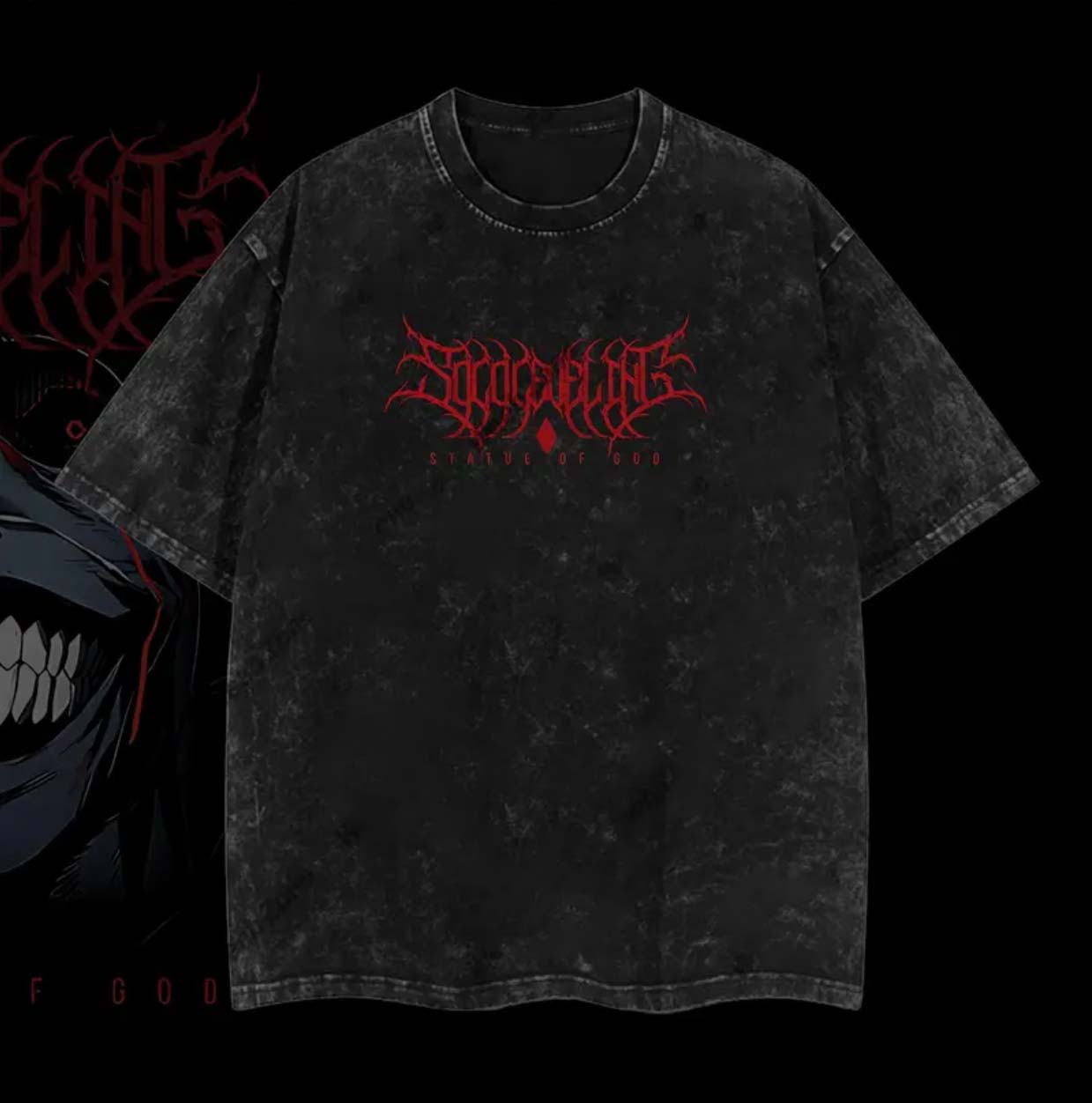 T-shirt unisexe délavé imprimé statue de dieu