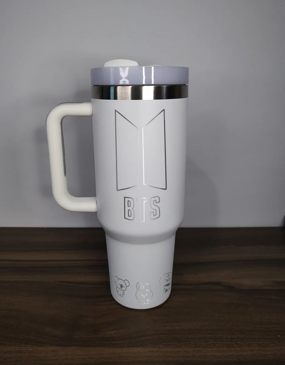 Termo Bts 40oz Acero Inoxidable Con Grabado Láser Army Blanco 2