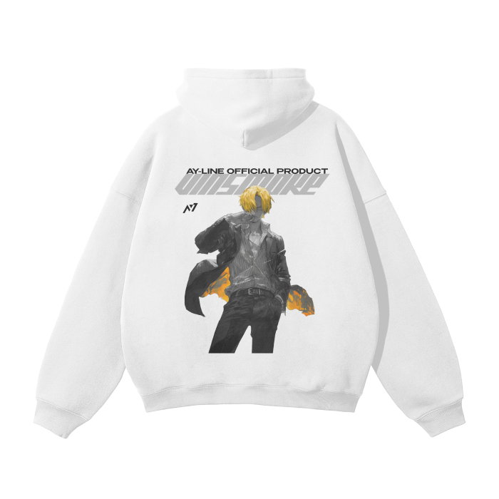 Sudadera con capucha Black Leg Y2K Streetwear blanca