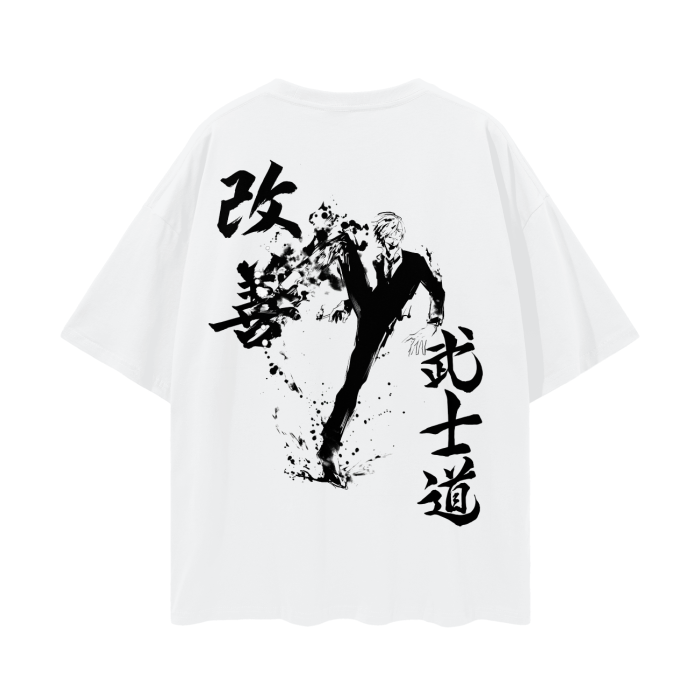 Camiseta streetwear "Black Leg Graffiti" blanca