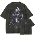 T-shirt unisexe délavé imprimé Solo Leveling Sung Jin Woo