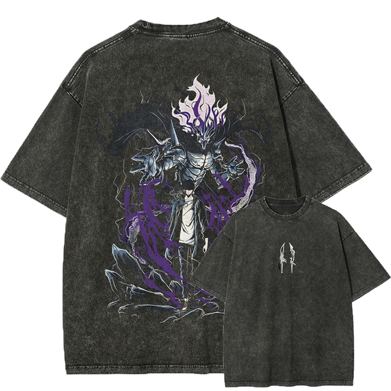 Camiseta unisex estampada de Solo Leveling Sung Jin Woo lavada