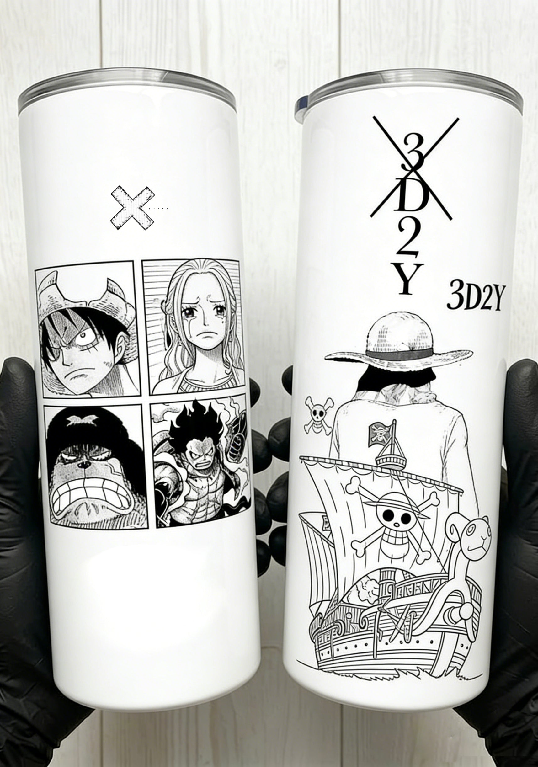 One Piece 3D2Y Manga Tumbler | Luffy & Crew 20oz Insulated Skinny Travel Cup