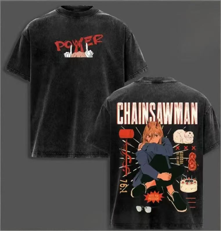 T-shirt/Sweat-shirt/Sweat à capuche délavé vintage Chainsaw Man