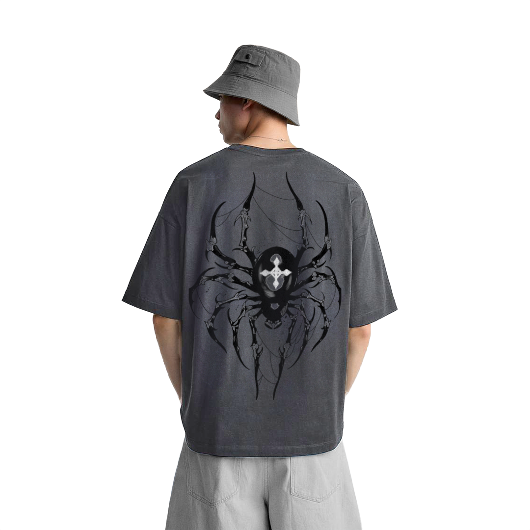 Camisa de Streetwear Araña Carisma Oscuro Gris Peso Pesado