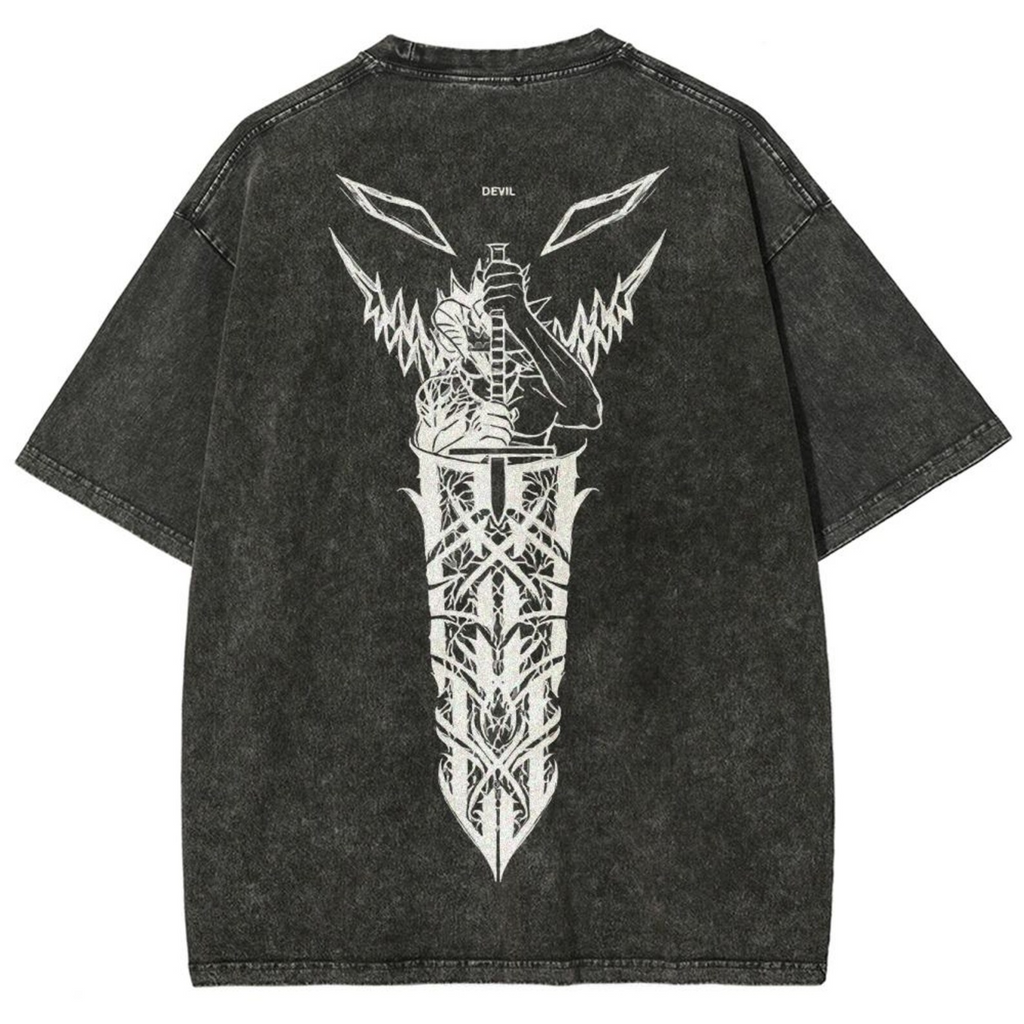 Camiseta de anime Black Clover con lavado vintage