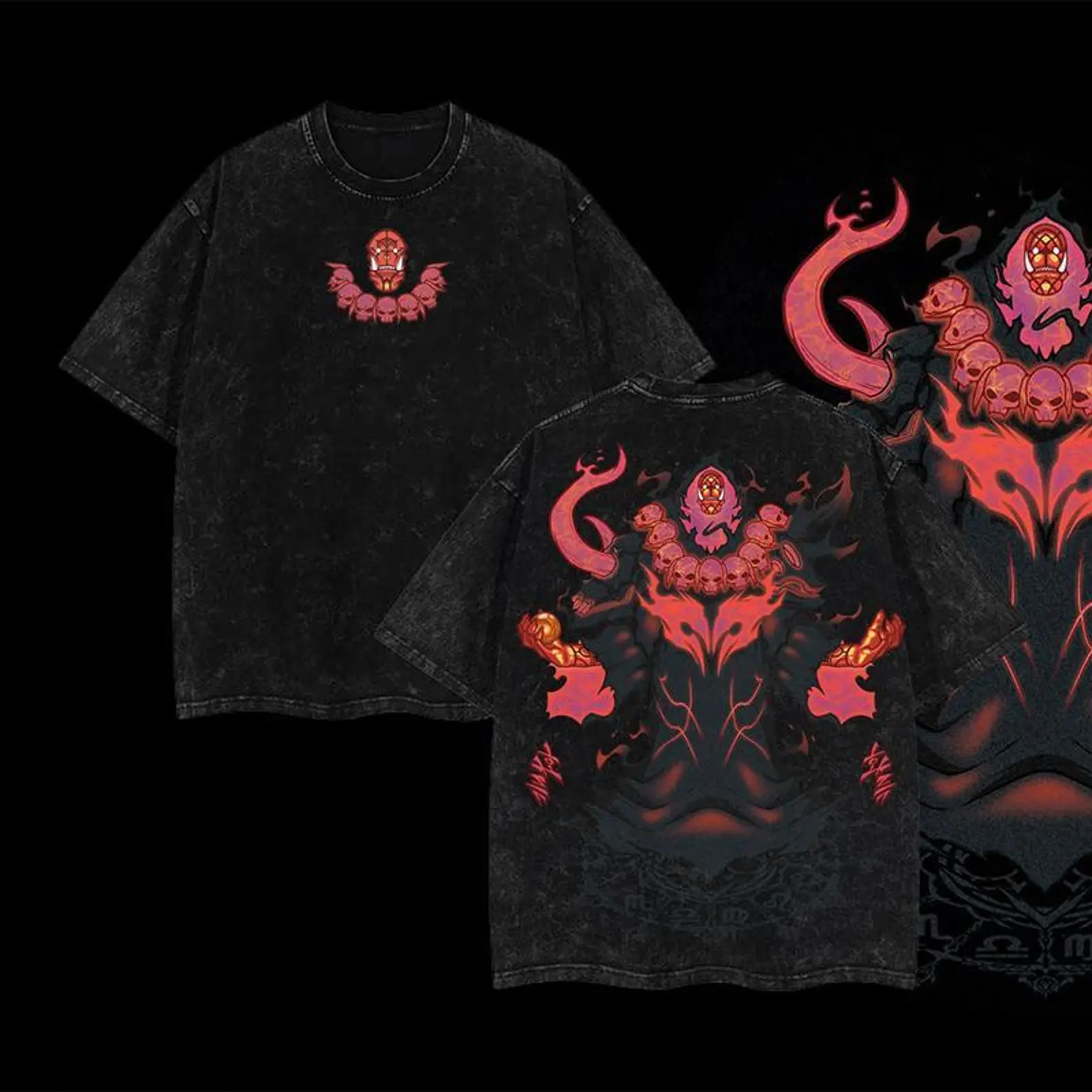 Sung Jin-Woo Solo Leveling Anime Double Printed Oversize Lightweight Acid Washed Tee-Limited Edition