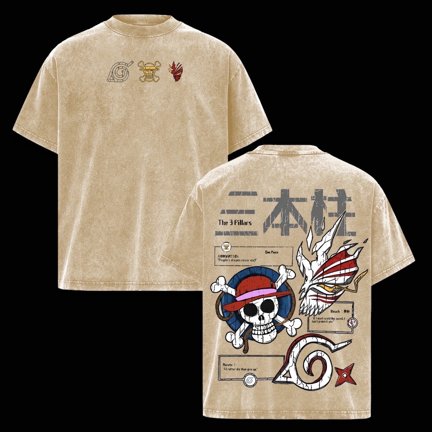 Bleach,One piece, Naruto AnimeWashed T-shirt/Crewneck/Hoodie