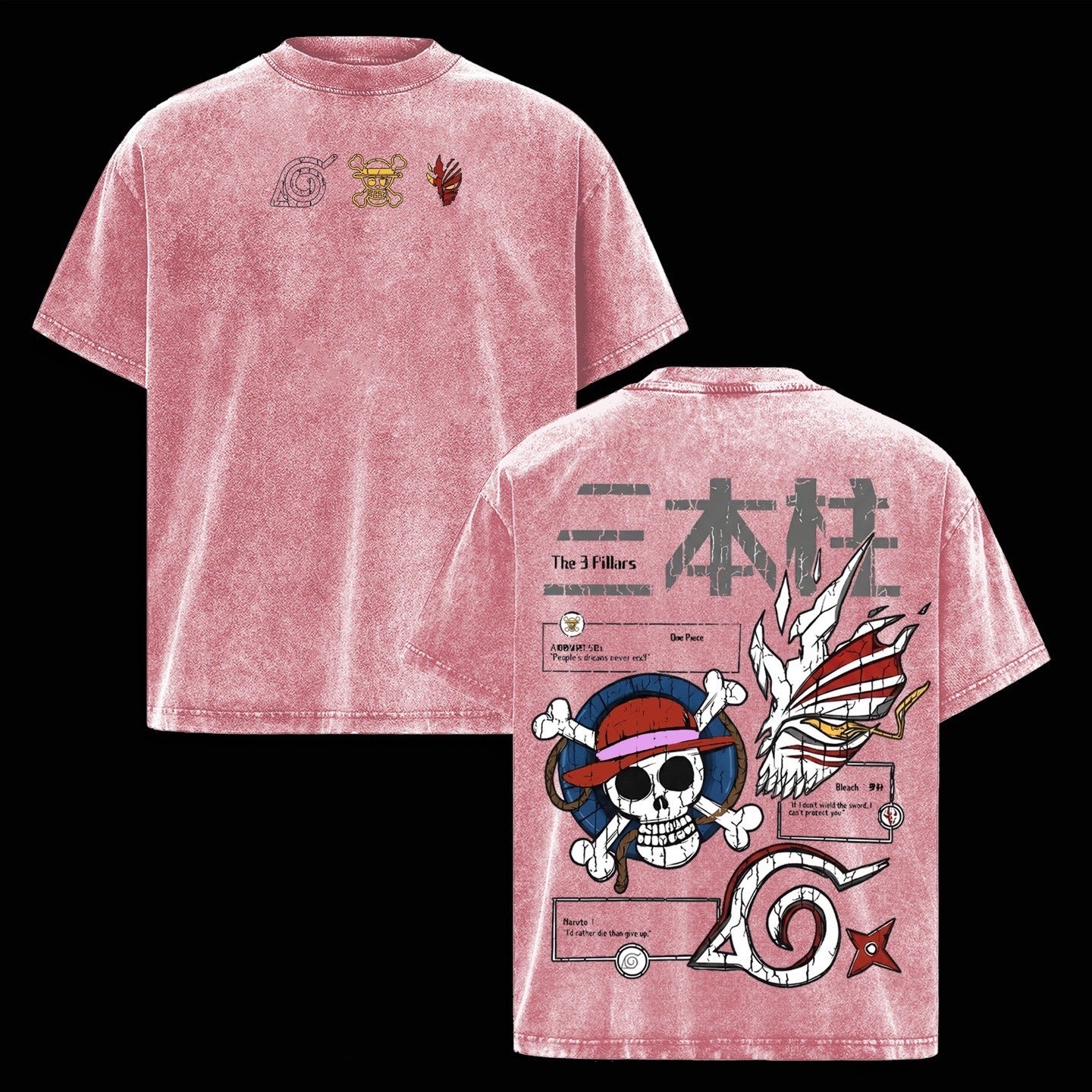 Bleach,One piece, Naruto AnimeWashed T-shirt/Crewneck/Hoodie