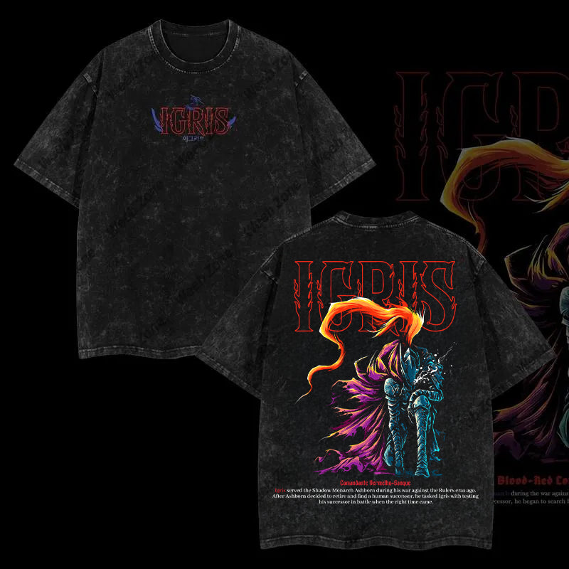 Sung Jin-Woo Solo Leveling Anime Double Printed Oversize Lightweight Acid Washed Tee-Limited Edition