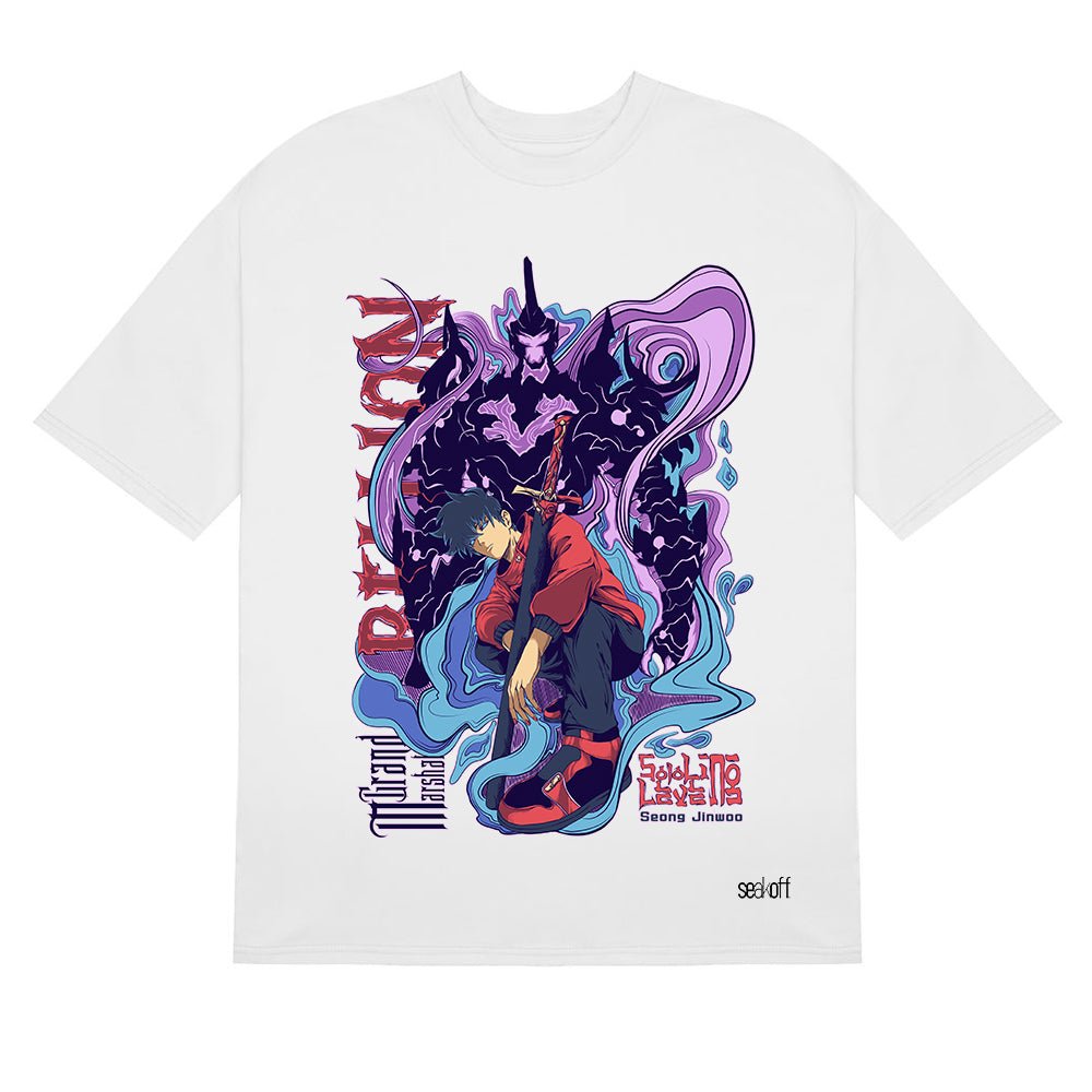 Camiseta Solo Leveling Shadow Warrior - Diseño gráfico de anime vibrante