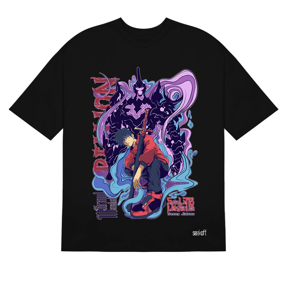 Camiseta Solo Leveling Shadow Warrior - Diseño gráfico de anime vibrante