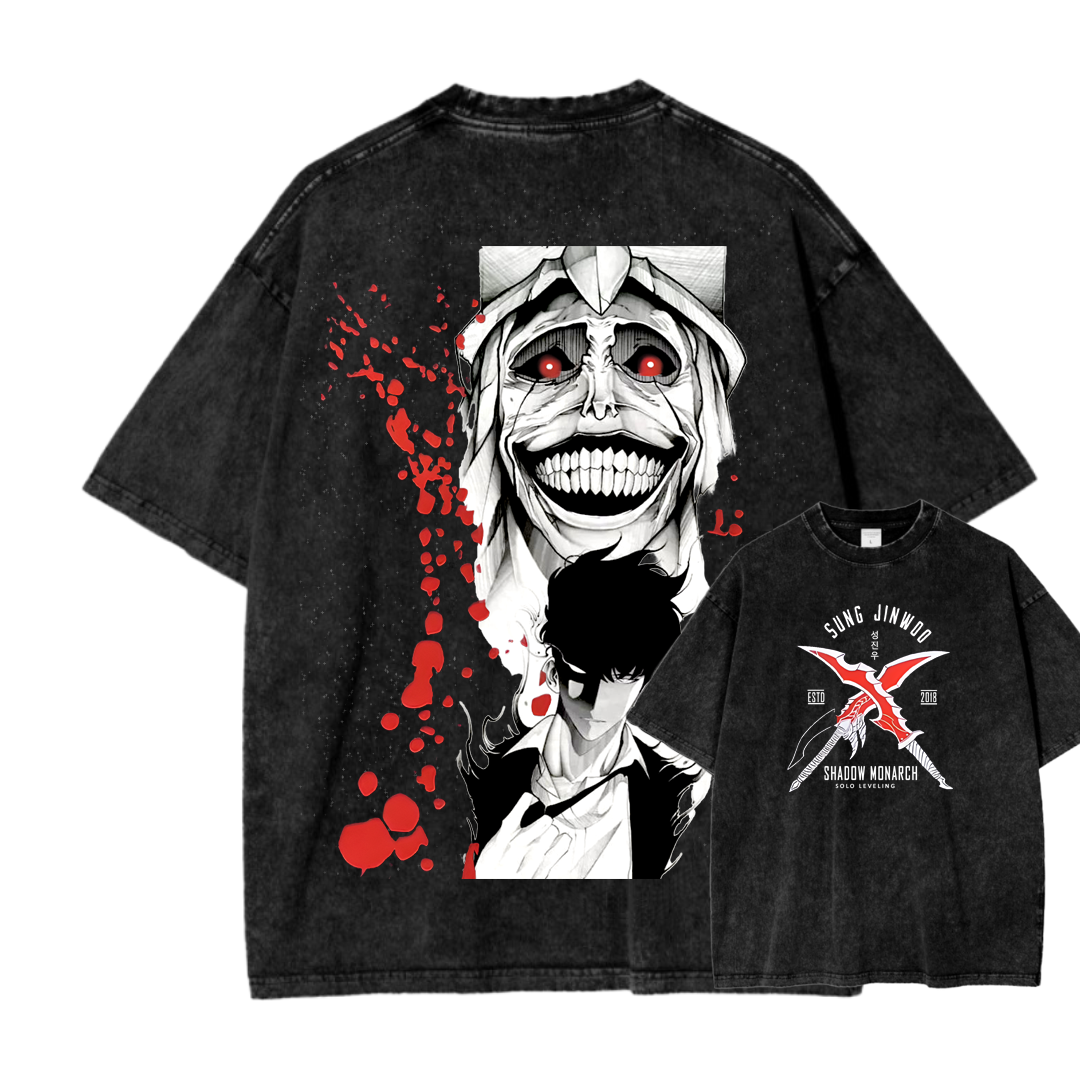 Camiseta lavada de ajuste unisex Solo Leveling